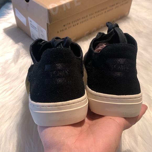 Toms Lenox Black Deconstructed Suede/Woven panel Sneakers Size 9.5 - Picture 6 of 13